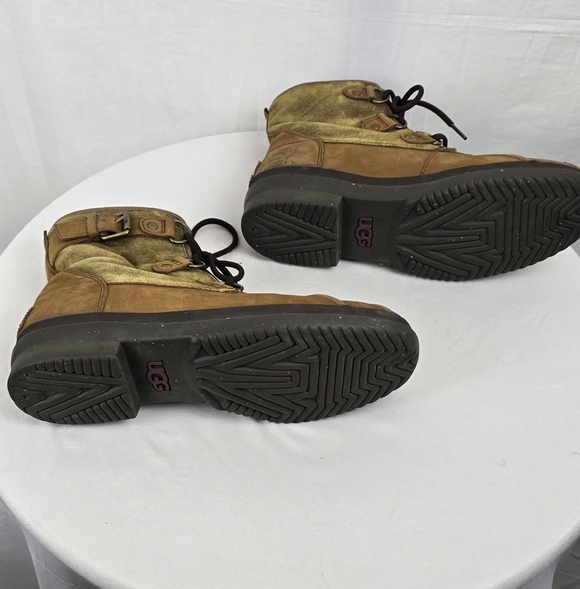 Ugg Cecile Leather Brown Lace-Up Ankle Boots with Buckle Sz 9 - Picture 8 of 10